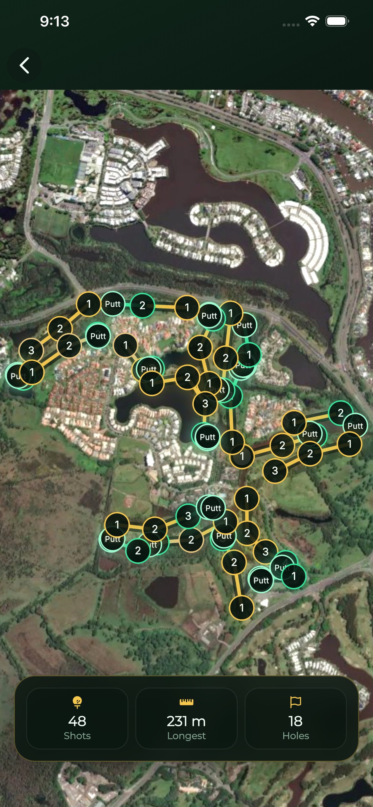 Local Golf scorecard shot map